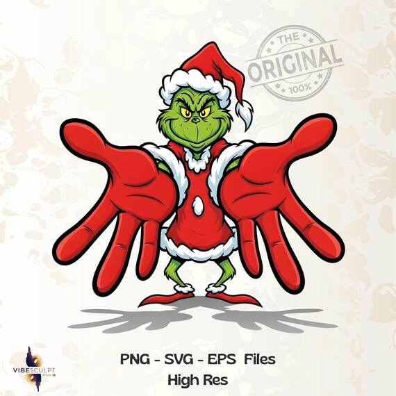 Grinchy Christmas PNG, Funny Cartoon Grinch with Oversized Hands, Grinch Shirt png, funny grinch png, Merry Christmas png