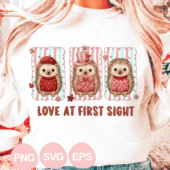 Valentine's Day Hedgehog Png SVG, Faux Embroidery Hedgehog, Cute Hedgehog Vday Party, Hedgehog Mom Png, Gifts For Mom Png, Heart Love Png