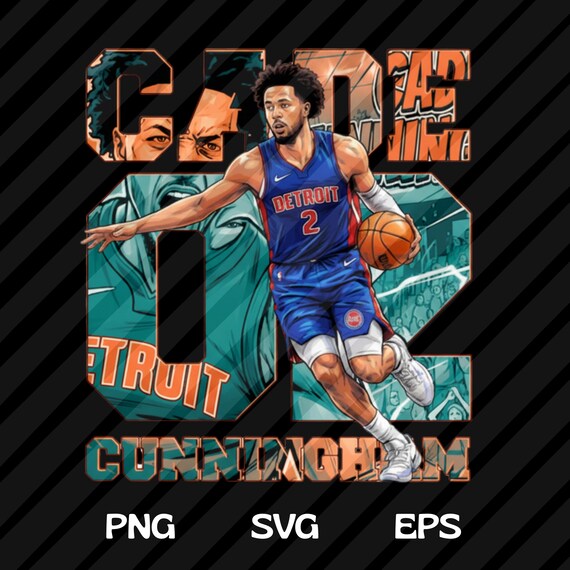 Basketball Player SVG PNG Shirt Design: Cade Cunningham Comic T-Shirt Sublimation, DTF Transfer (Digital Download)