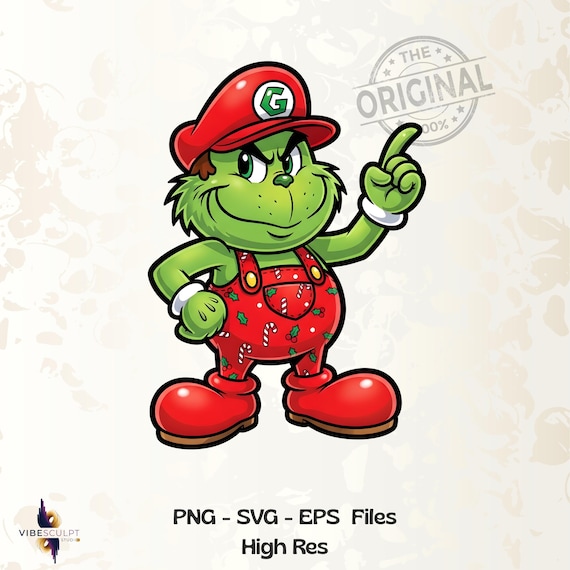 Super Mario Style Grinch PNG, Christmas Cartoon Png, Cute Grinch Art, Grinch SVG Files, Grinch PNG, Christmas Characters png, Christmas png