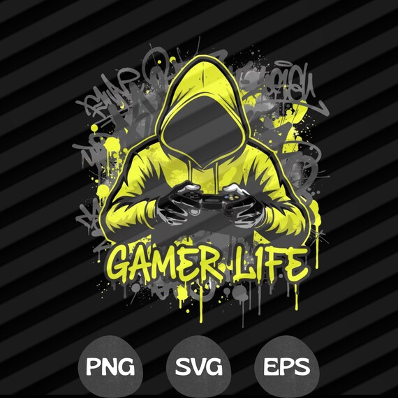 Gamer Life Street Art Shirt Design PNG SVG EPS, Graffiti Gamer Hoodie Clipart, Video Game Controller Illustration, Gamer Gift for Teens Men