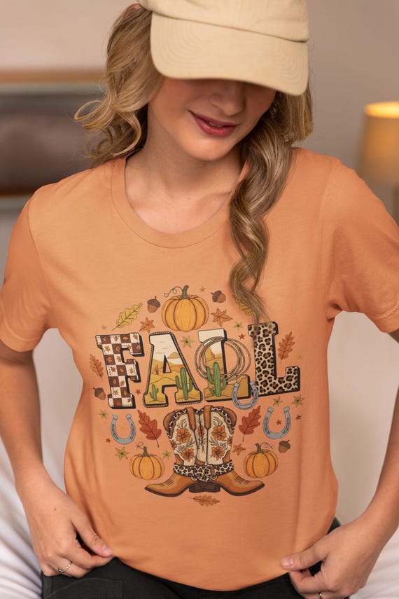 Cowboy Checkered Fall Png SVG EPS, Fall Pumpkin Png, Howdy PNG, Fall Png, Autumn Shirt Design, cowboy boots cow, Western Halloween Ghost