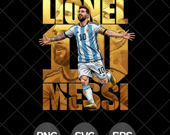 Messi PNG SVG EPS tröja design, Lionel Messi serietidning sublimering, fotboll grafisk t-shirt, omedelbar nedladdning