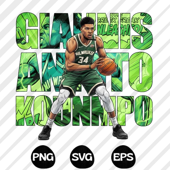 Giannis Antetokounmpo PNG SVG Basketball DTF Transfer, Basketball Lover Png, Basketball Comic Graphic Tee Sublimation
