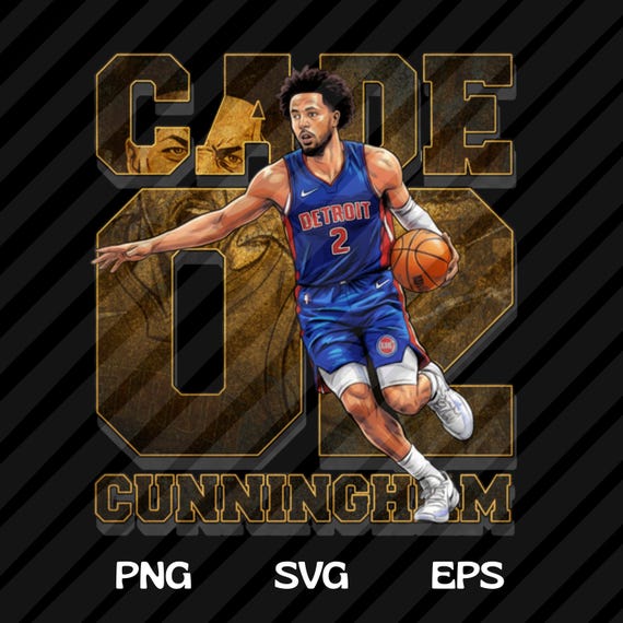 Cade Cunningham PNG SVG T-shirt Design, Basketball Graphic Tee Design, Basketball Lover Png,   Basketball Sublimation Print, DTF Transfer