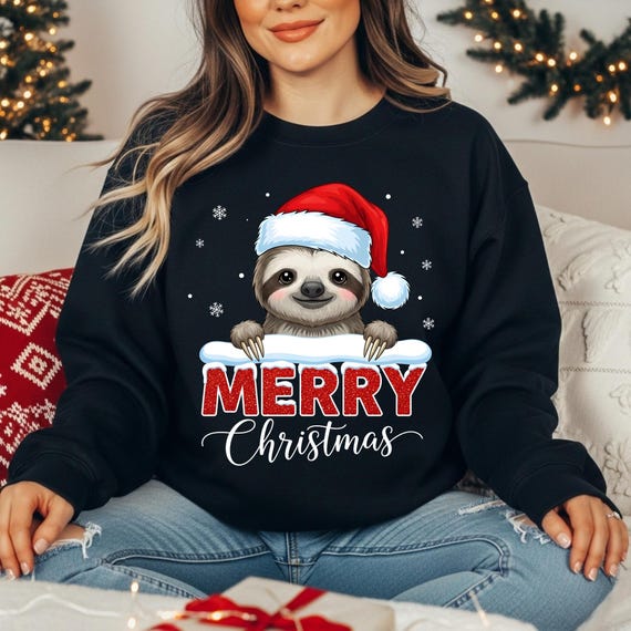 Cute Sloth  PNG, Winter Animal Design, Winter Graphic for T-shirt, Cute Christmas Characters png, Christmas Movie png, Sublimation design