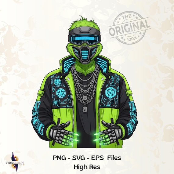 Mecha Grinch T-Shirt Design | Futuristic Armored Grinch | Sci-Fi Christmas Sweatshirt Graphic