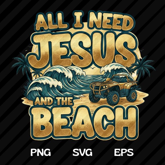 Jesus and The Beach SVG PNG: Christian Summer Design (Digital Download)