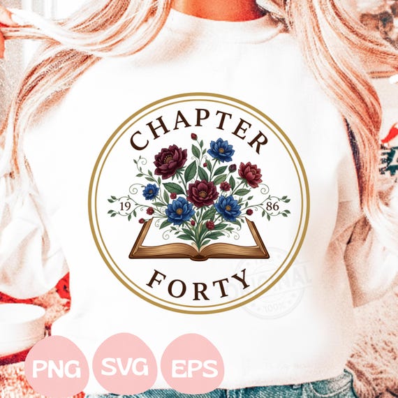1985 Chapter Forty PNG SVG EPS Vintage 40th Birthday Floral Graphic
