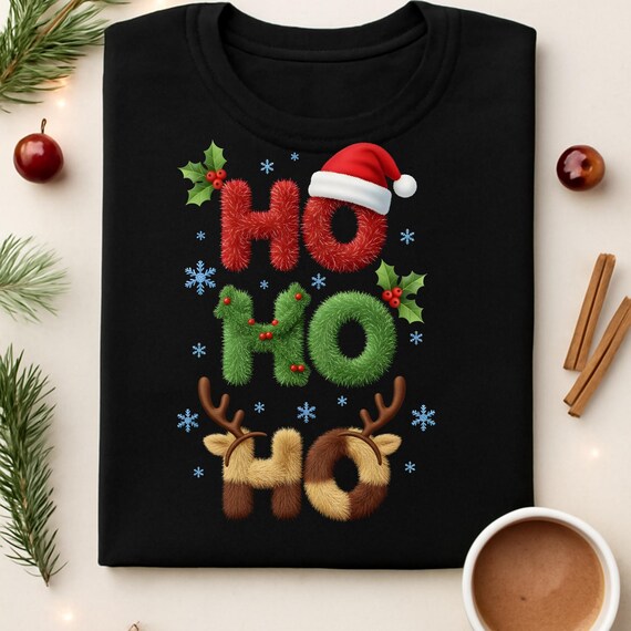 Ho Ho Ho Png, Christmas Png, Retro christmas png, Preppy Png, Christmas Bow Png, Merry Christmas Png, Faux Glitter Png
