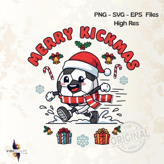 Merry Kickmas Soccer PNG, Christmas Soccer Sublimation, Funny Sports Xmas Clipart, Holiday Football Digital Download