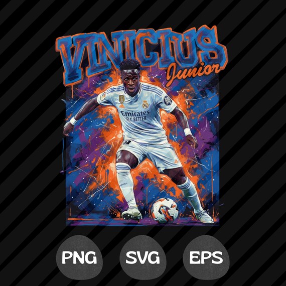 Retro 90s Vinicius Jr. Tshirt Design PNG SVG, Vinicius Junior Bootleg Shirt, Football DTF Transfer, Soccer Sublimation Print