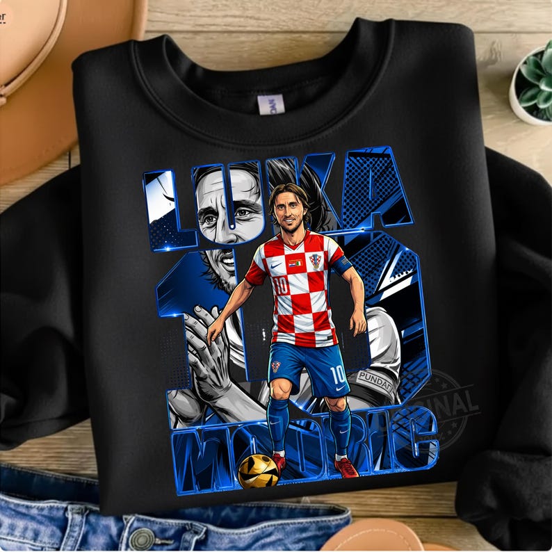 Luka Modrić Kroatien Fotboll PNG T-shirt Design (Digital Nedladdning) bild 9