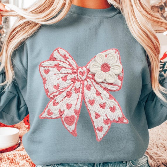 Coquette Bow Heart PNG SVG, Faux yarn valentine Png, Valentine Day Png, Valentine Bow Png, Valentines shirt png, Heart Love Png