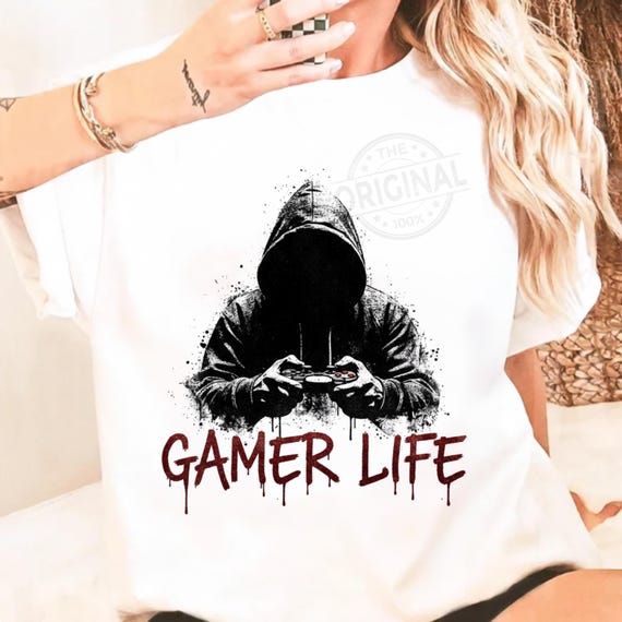 Dark Gamer Life Shirt Design PNG SVG EPS, Grunge Gamer Hoodie Clipart, Horror Style Video Game Art, Gamer Gift Shirt