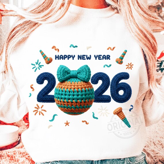 Happy New Year 2026 PNG SVG EPS, Crochet Yarn Christmas png design, New Year Party, Christmas Latch Hook png, Christmas new year
