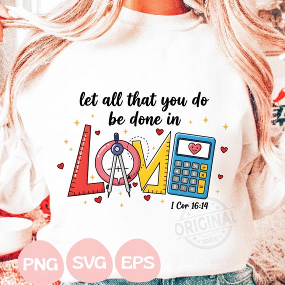 Teacher Love PNG SVG, Valentine Classroom ,Christian Teacher Png, Apple Pencil Ruler PNG, FaithTeacher Png, 1 Cor 16 14, Bible Verse Teacher