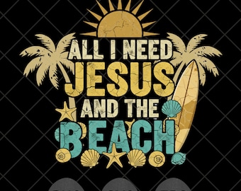 Jesus and The Beach SVG PNG: Christian Summer Design (Digital Download)
