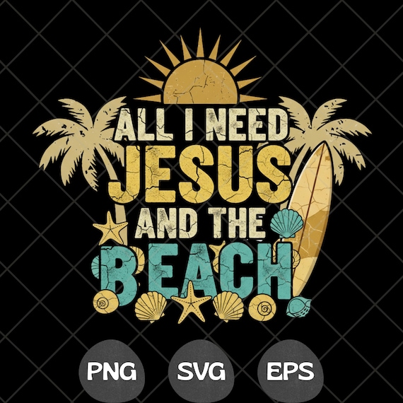 Jesus and The Beach SVG PNG: Christian Summer Design (Digital Download)