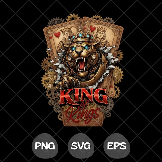 King of Kings Shirt SVG PNG , Lion King Shirt Design, Lion King Playing Cards Design, Royal Gambling T-Shirt Graphic, Poker King Sublimation
