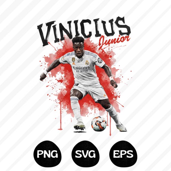 Vinicius Jr. Tshirt Design PNG SVG, Vinicius Junior Bootleg Shirt, Football DTF Transfer, Soccer Sublimation Print  (Digital Download)