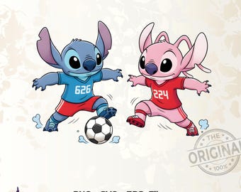 Stitch Soccer PNG, Cute Stitch Football Clipart, Kawaii Stitch Sport PNG, Cartoon Soccer Design for Shirt Mug