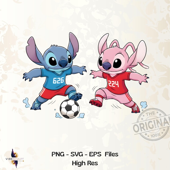 Stitch Soccer PNG, Cute Stitch Football Clipart, Kawaii Stitch Sport PNG, Cartoon Soccer Design for Shirt Mug