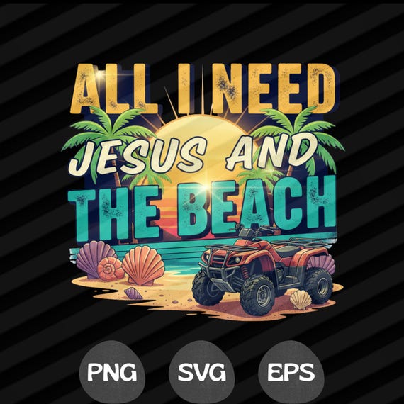 Jesus and The Beach SVG PNG: Faith Summer Design (Digital Download)