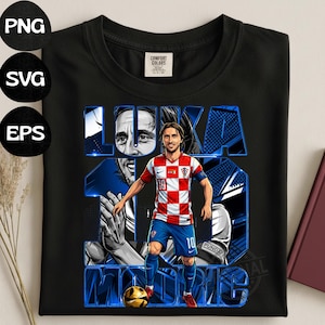 Luka Modrić Kroatien Fotboll PNG T-shirt Design (Digital Nedladdning) bild 8