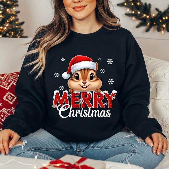 Cute Chipmunk PNG, Winter Animal Design, Winter Graphic for T-shirt, Cute Christmas Characters png, Christmas Movie png, Sublimation design