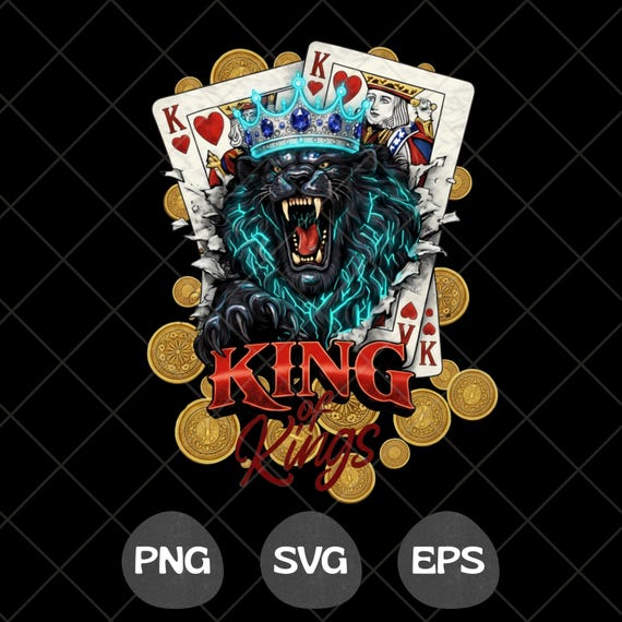 King of Kings Shirt PNG SVG EPS, Lion King Playing Cards Design, Royal Gambling T-Shirt Graphic, Poker King Sublimation