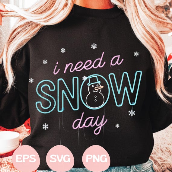 Snow Day PNG SVG, Cute Snowflake with Bow, I Need A Snow Day, Holiday Classroom Snow Day Design, Winter Teacher, No School Snow Day Svg
