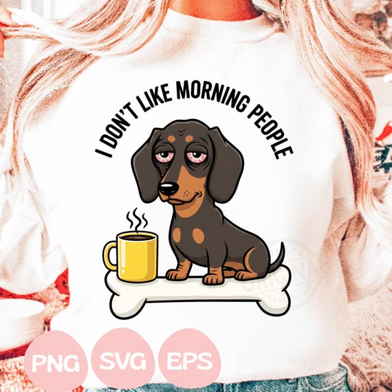 I Don't Like Morning People PNG, Funny Dog Coffee Shirt Design, Sarcastic Dog PNG Svg, Coffee Lover Gift, Black Terrier PNG