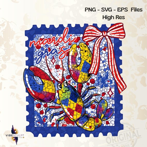 Mardi Gras PNG SVG Stamp Design, Preppy Coquette Bow Crawfish, Louisiana Carnival Digital Download 2026