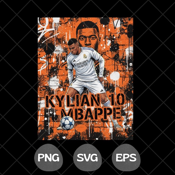Mbappe Comic Shirt Design, Football Player Transfer Sublimation (PNG SVG EPS Instant Download)