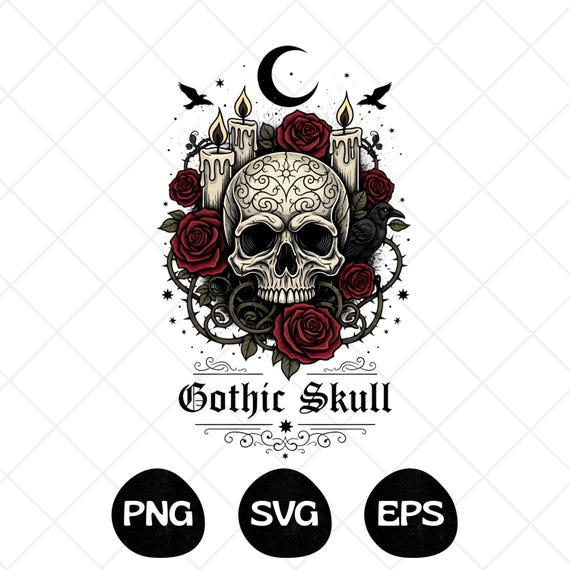 Floral Skull PNG SVG T-Shirt Design, watercolor Skull Png, skull Flower Png, tattoo Skeleton Floral Skull Clipart, biker patch Design