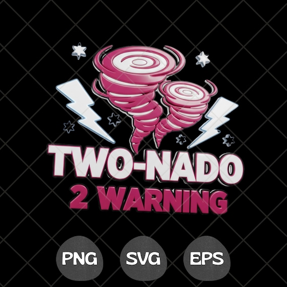 Two-nado Warning 2nd Birthday PNG SVG, Pink Tornado Party Shirt Design (Digital Download)