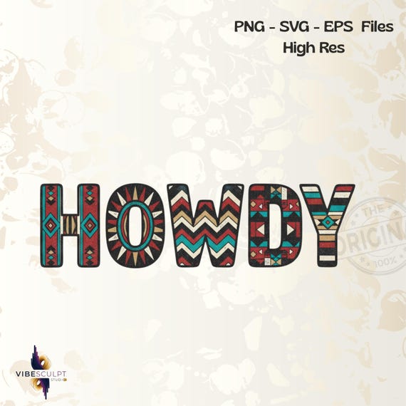 Howdy PNG SVG EPS, Cowboy Checkered Fall Letters Design, Western Halloween Ghost Sublimation, Spooky Rustic Digital Download