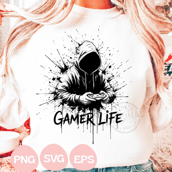Gamer Life T-Shirt SVG PNG EPS: Gaming Shirt Sublimation Design (Digital Download)