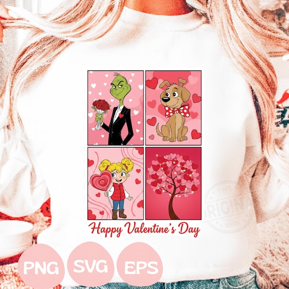 Funny Grinch Valentine PNG SVG, Happy Valentine's Day Png, Be Mine Png, Vintage Grinch Valentine Png, Heart Love Png, Valentine Bow Png