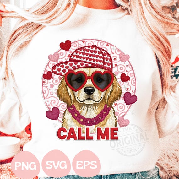 Faux Yarn Crochet Girl Valentines png, Girl Dog Design, Girls Valentines png sublimation, Call Me png, Toddler Valentines, Png for Girls
