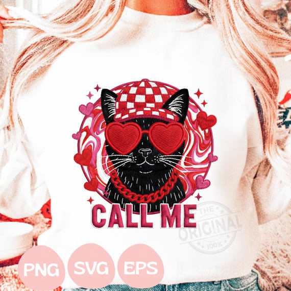 Faux Yarn Crochet Girl Valentines png, Girl Cat Hunting Design, Cats Valentines png, Call Me png, Toddler Valentines, Png for Girls