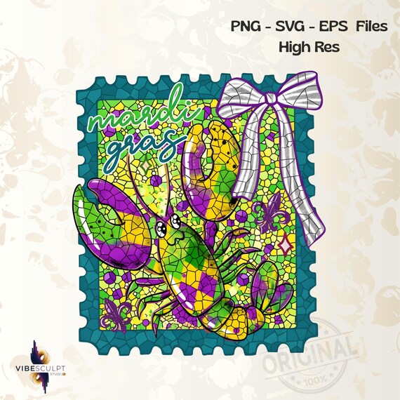 Mardi Gras Stamp Preppy PNG SVG Coquette Bow Crawfish Carnival design, Mardi gras png designs, Louisiana mardi gras png, Mardi gras png 2026