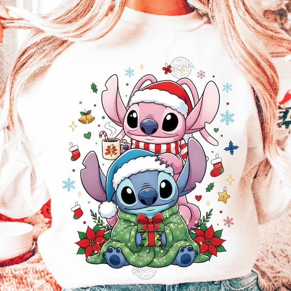 Stitch Christmas PNG ,Cute Cartoon Santa Hat Clipart, Festive Sublimation File, Holiday Stitch Design, Vintage Christmas