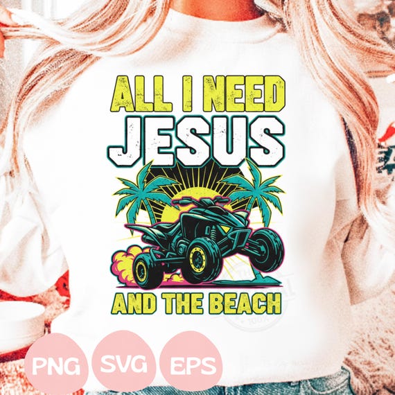 Jesus and The Beach SVG PNG EPS: Faith Summer Design (Digital Download)