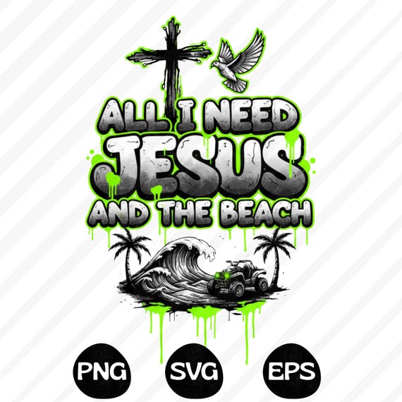 Jesus and The Beach SVG PNG Shirt Design: Faith Christian Summer Design (Digital Download)