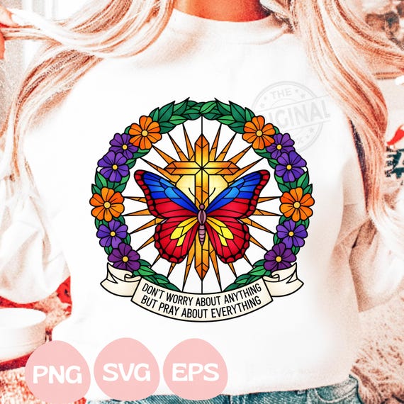 Faith Butterfly Cross PNG SVG EPS: Floral Christian Graphic (Digital Download)