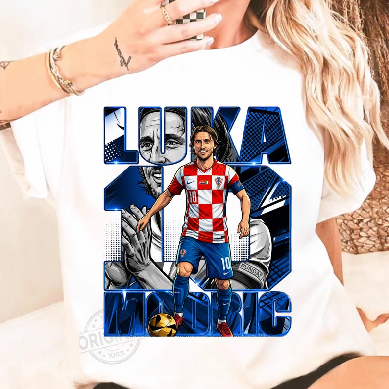 Luka Modrić Kroatien Fotboll PNG T-shirt Design (Digital Nedladdning) bild 2