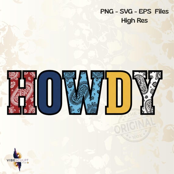 Howdy PNG ,Western Ghost Sublimation, Cowboy Checkered Fall Letters Design,  Rustic Digital Download
