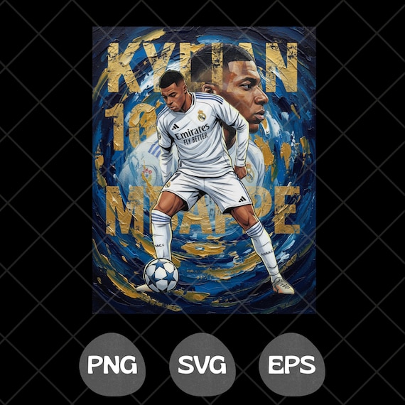 Mbappe PNG Football T-Shirt Design, Football Player DTF Transfer, Football Lover Png, Football Comic Graphic Tee Sublimation